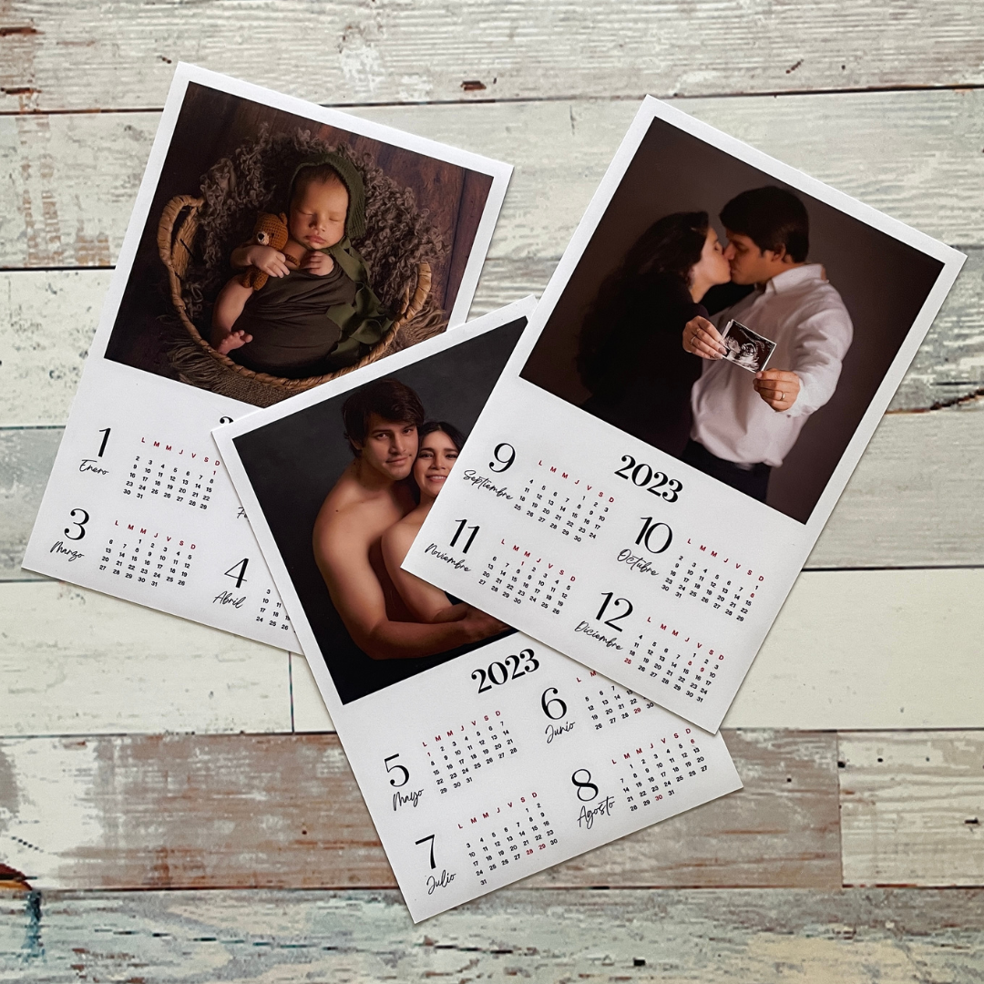 Calendario imantado de 3 fotos - tamaño A4