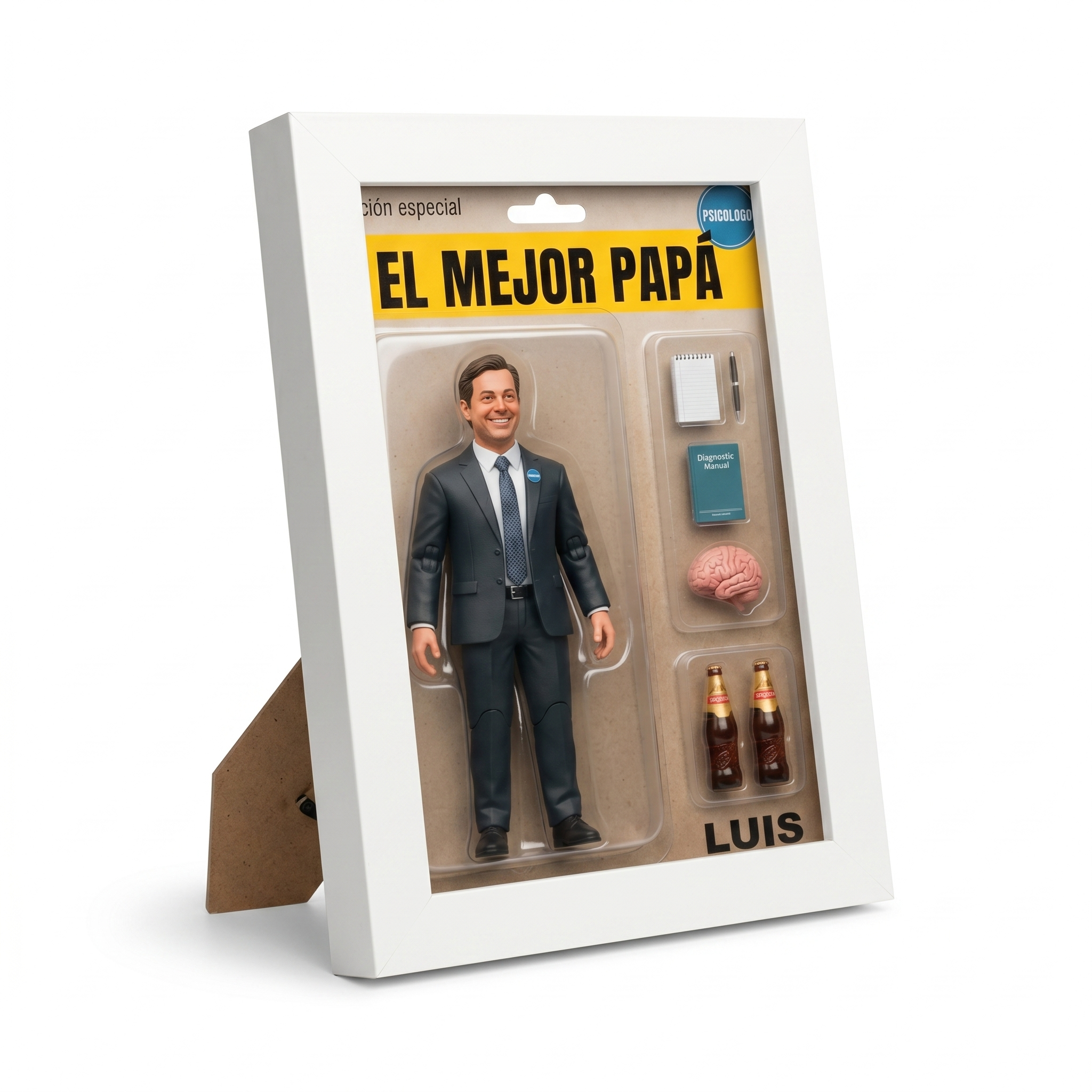 Portarretratos de 10x15 cm con foto generada por IA, marco de madera pino, con vidrio, tapa y parante rígidos (Promo) - Gallery 7