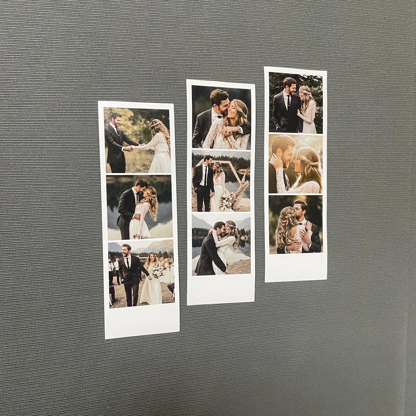 3 Tiras fotográficas de 19x6 cm con 3 fotos cada una (total 9 fotos)
