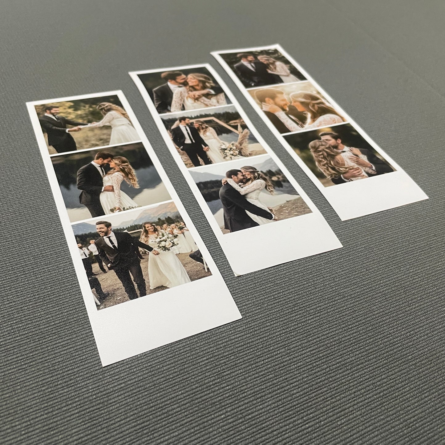 3 Tiras fotográficas de 19x6 cm con 3 fotos cada una (total 9 fotos)