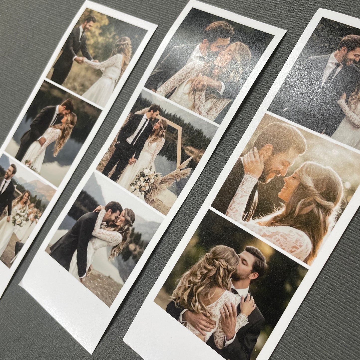 3 Tiras fotográficas de 19x6 cm con 3 fotos cada una (total 9 fotos)