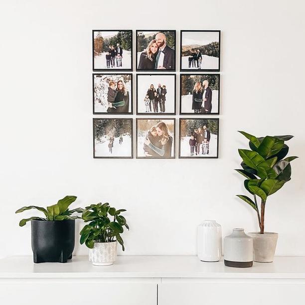 Set de 9 cuadros 20x20 cm con foto impresa y adhesivos (Promo)