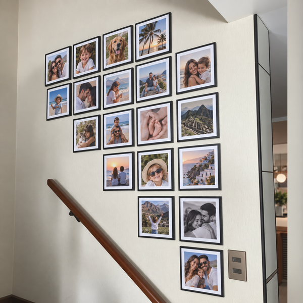 Set 20 cuadros 20x20 cm con foto impresa y adhesivos (Promo)