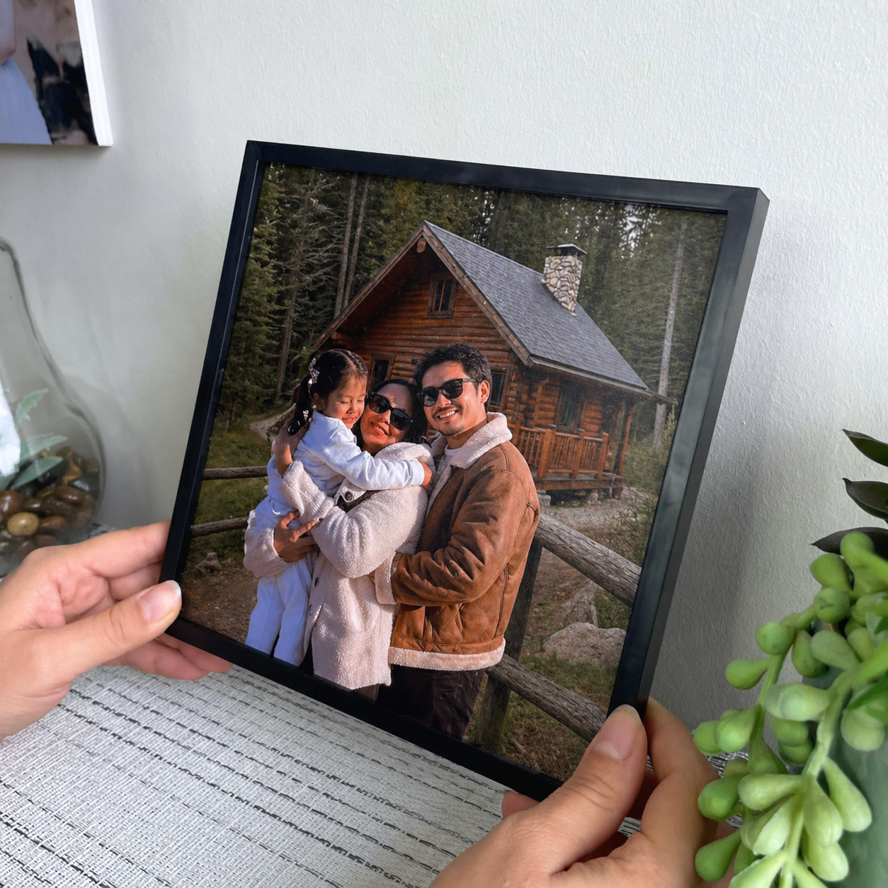 Cuadro de 20x20 cm, con foto impresa y adhesivo en la parte de atrás
