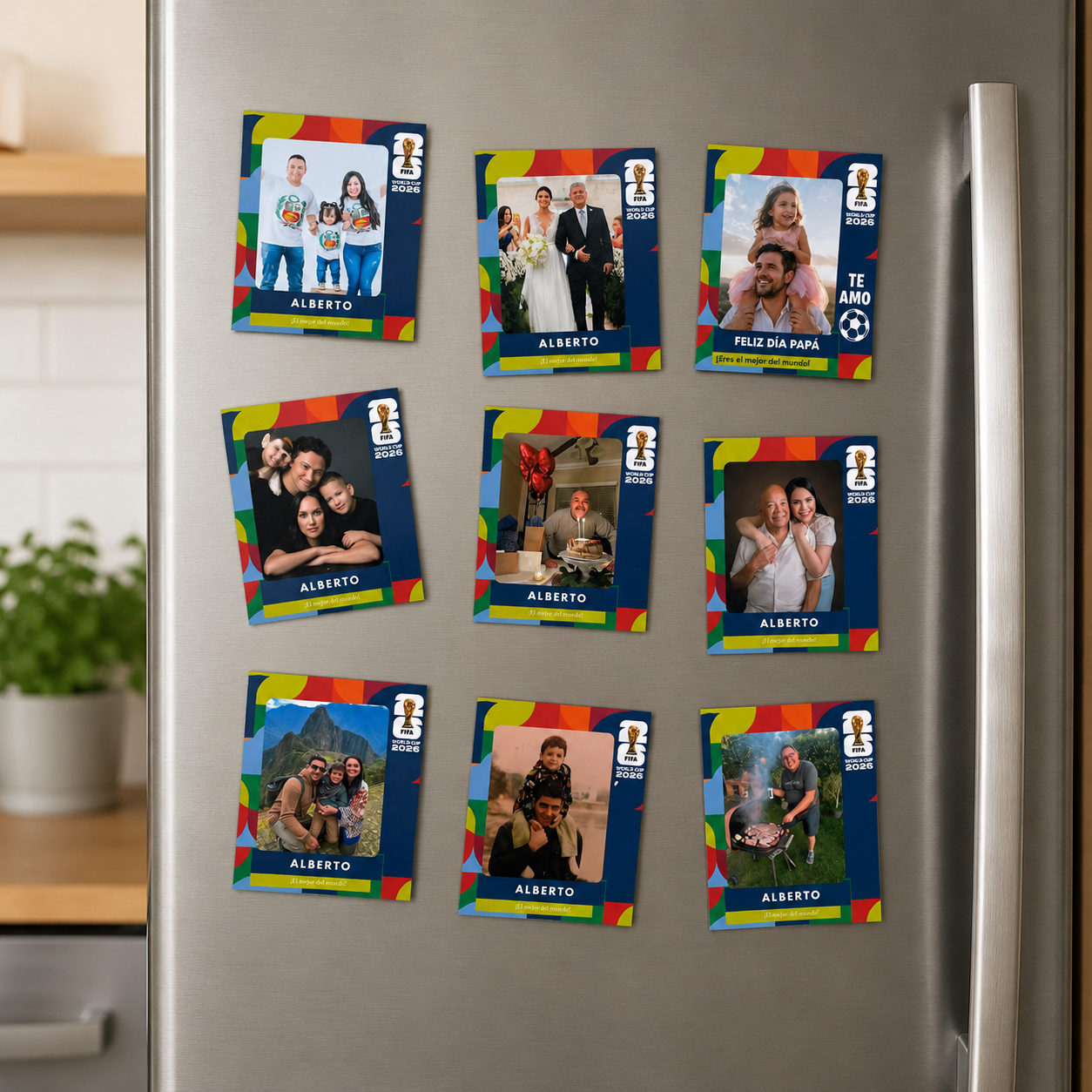 Promo: 8 fotos imantadas diseño Mundial de futbol de 10x8.5 cm en Fotopapel Premium, pegalo en tu refrigerador (Promo Dia del Padre)