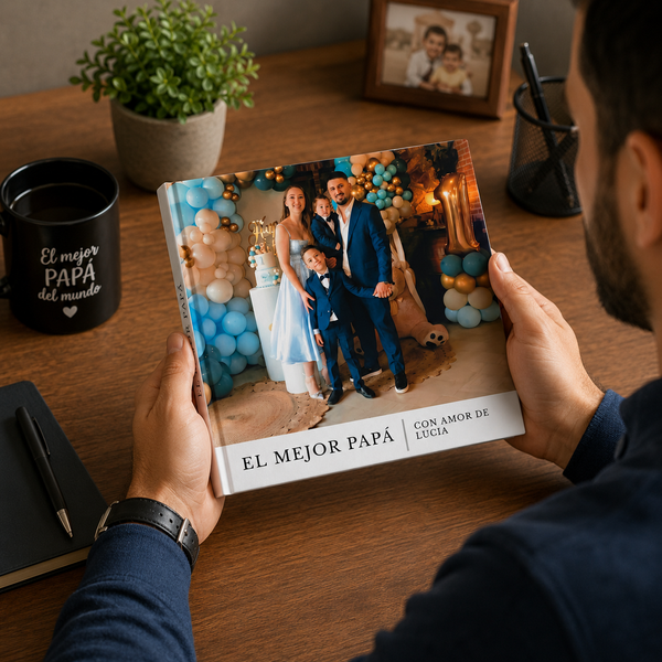 Album de 18x18 cm con Portada personalizada, tapa dura y diagramación automática