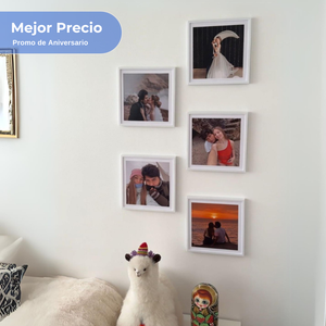 Pack 5 cuadros de 20x20 cm, con adhesivos y foto impresa (Promo Aniversario)