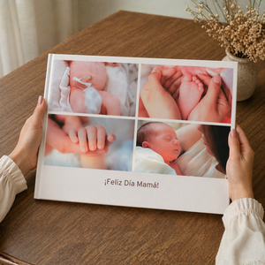 Album de 30x40 cm de 200 fotos, tapa dura, estampado personalizado con collage de Mamá y diagramación profesional (Promo)