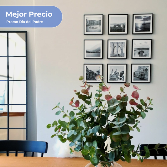 Pack de 9 cuadros 20x20 cm con foto impresa y adhesivos (Promo Dia del Padre)