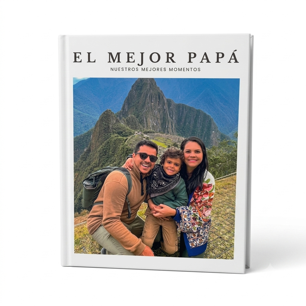 Fotoalbum Vertical de 24x20 cm, con portada personalizada, tapa dura y diagramación automática (Promo Dia del Padre)