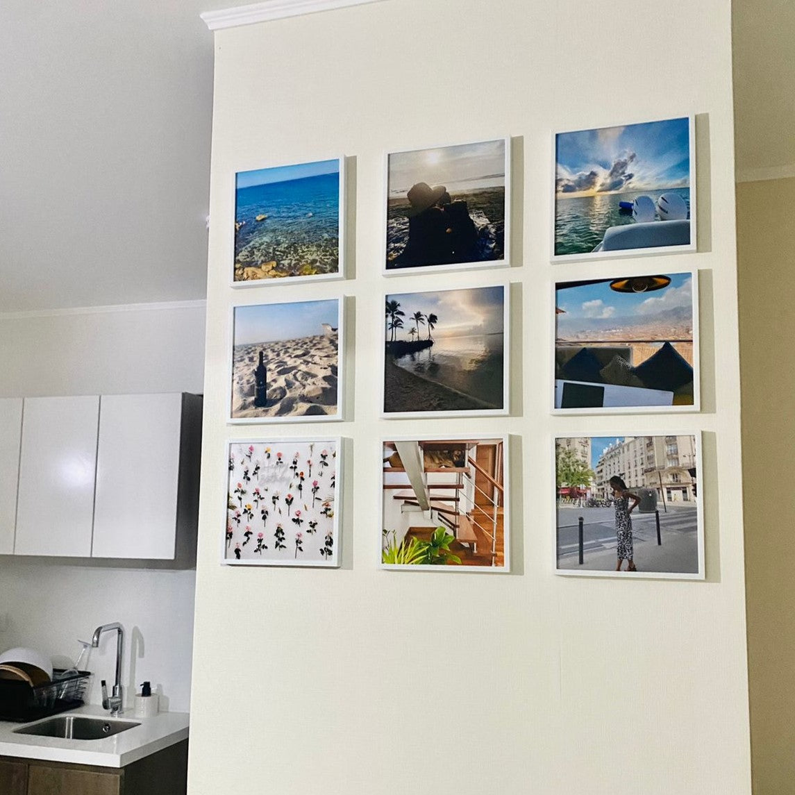Set de 9 cuadros 20x20 cm + foto impresa y adhesivos (Ofertas DDM💖)