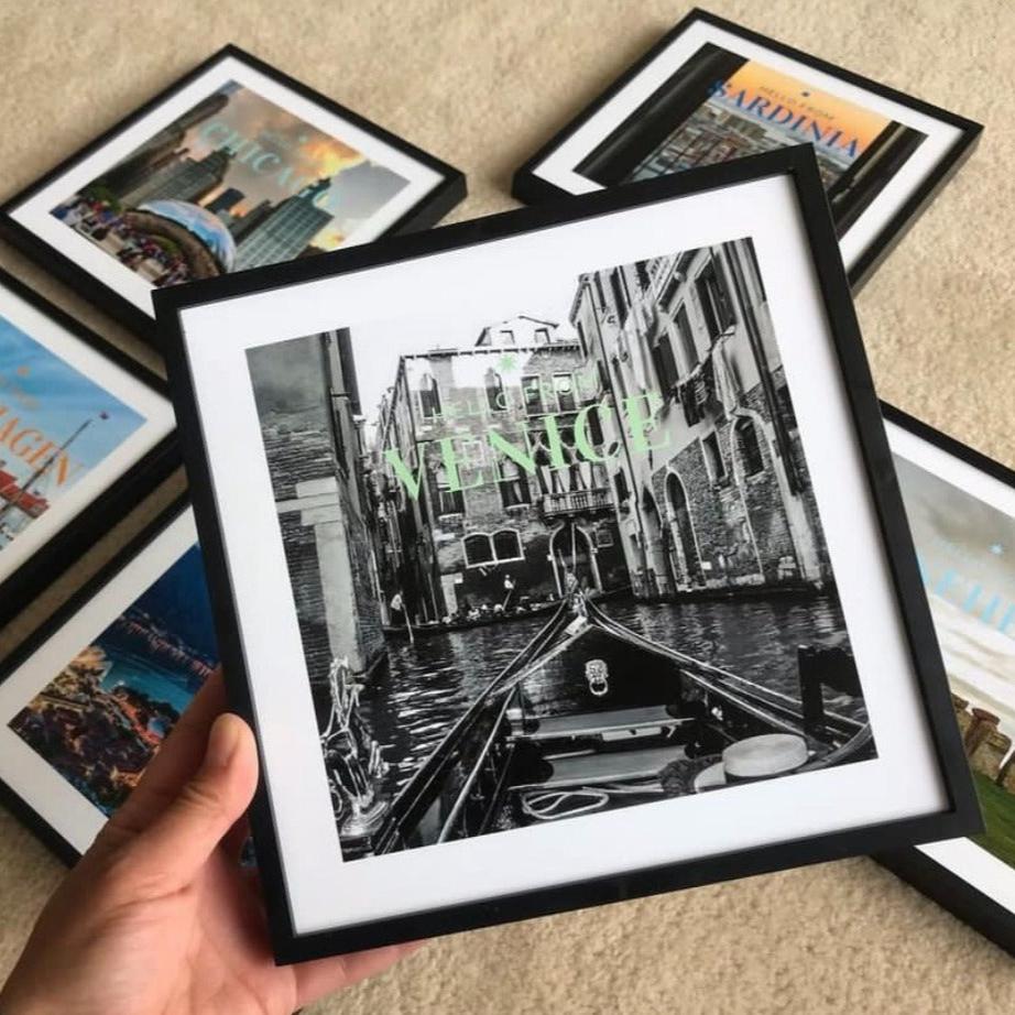 Set de 9 cuadros 20x20 cm + foto impresa y adhesivos (Ofertas DDM💖)